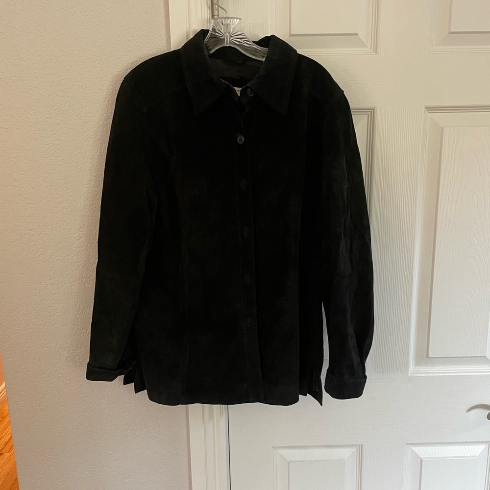 Black leather button up jacket size XL Valerie Stevens LIKE NEW